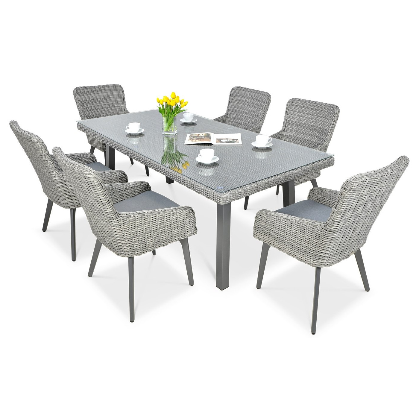 Zestaw mebli ogrodowych z technorattanu Milano 6200 Stone Grey