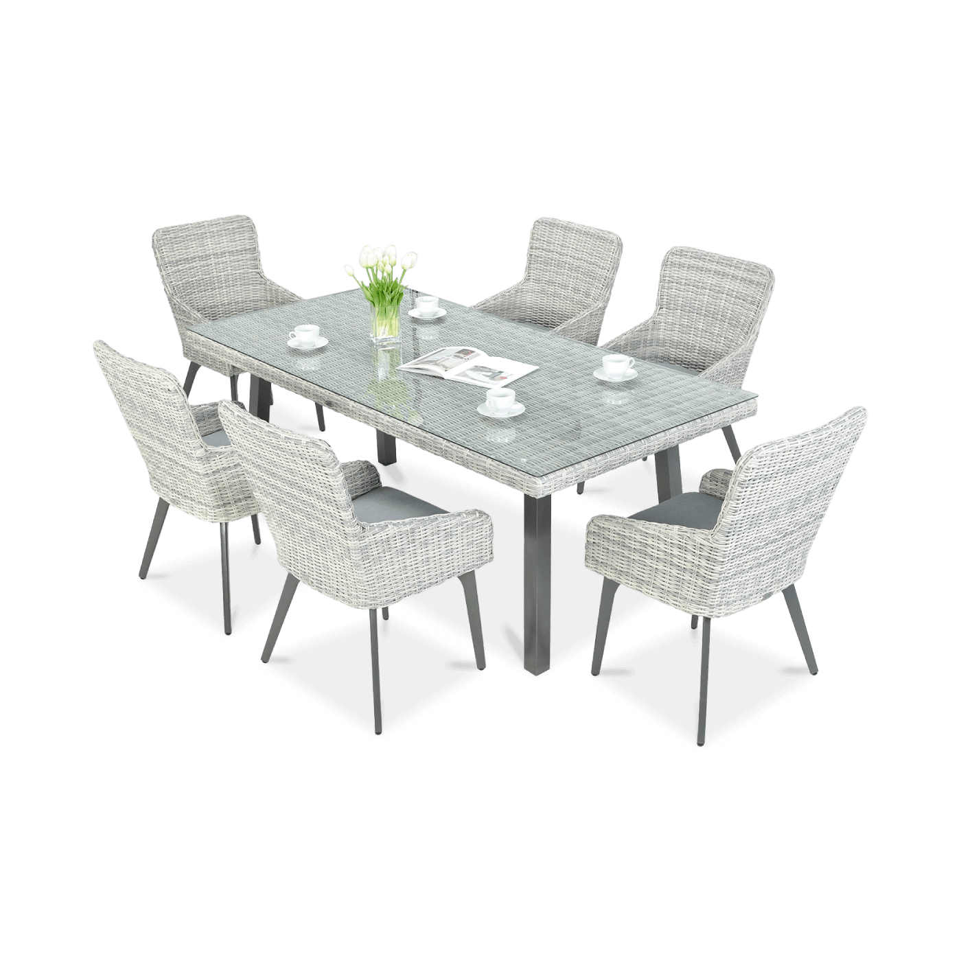 Zestaw ogrodowy technorattanowy MILANO 6200 White Grey