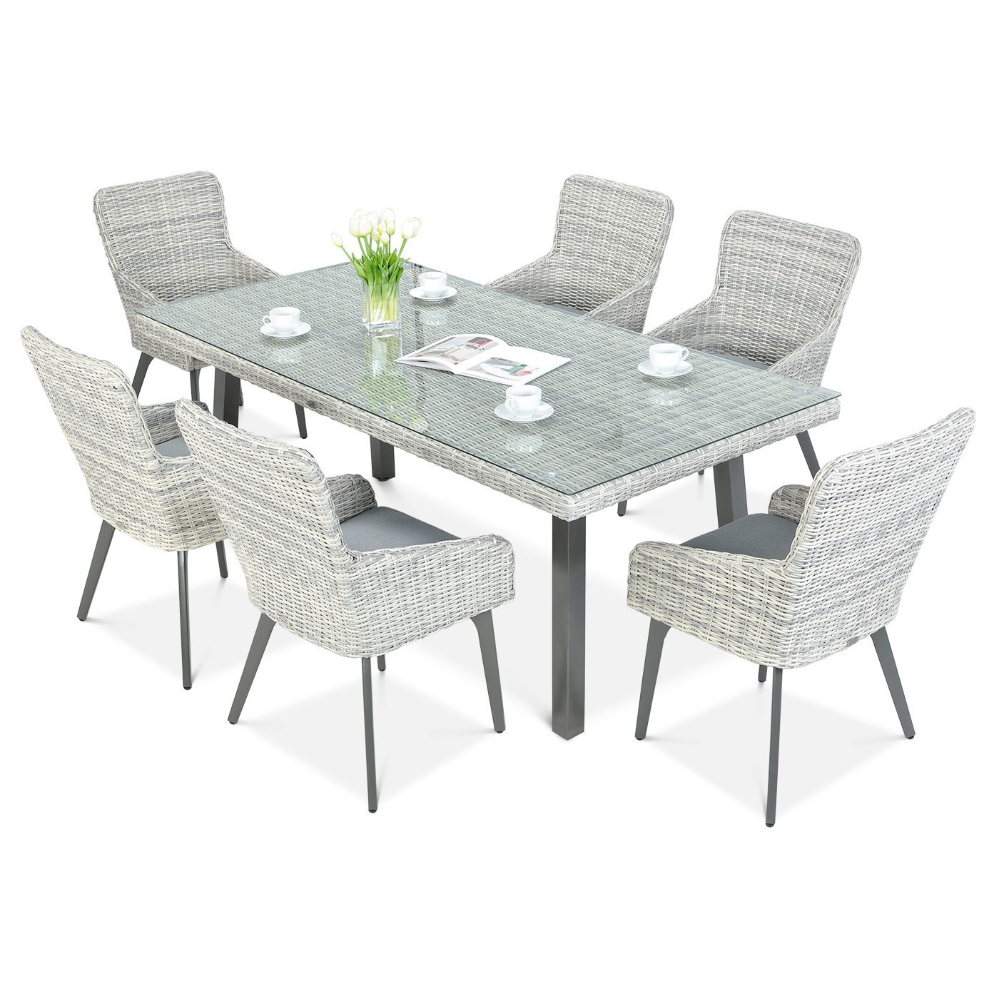 Zestaw ogrodowy technorattanowy MILANO 6200 White Grey