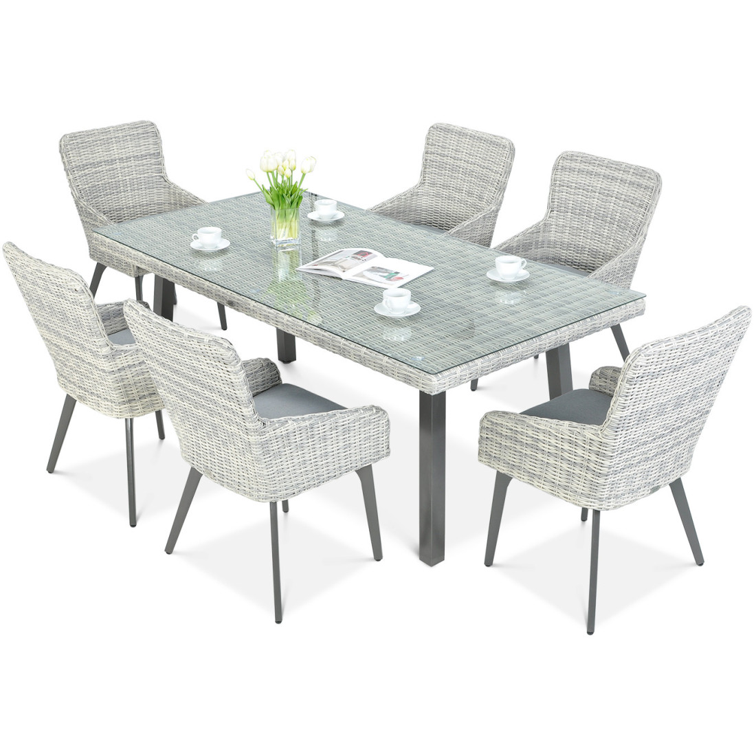 Zestaw ogrodowy technorattanowy MILANO 6200 White Grey