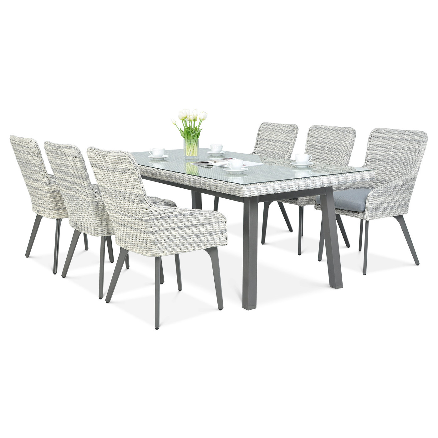 Zestaw ogrodowy technorattanowy MILANO 6200 White Grey