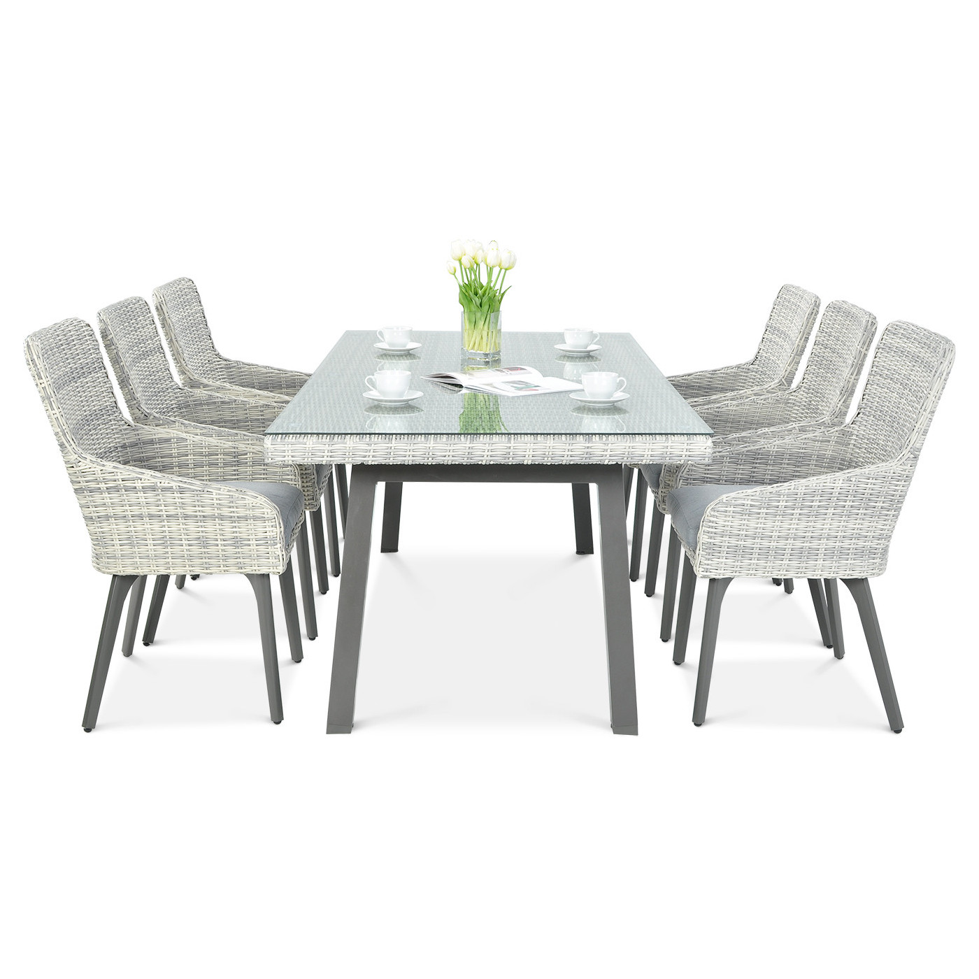 Zestaw ogrodowy technorattanowy MILANO 6200 White Grey