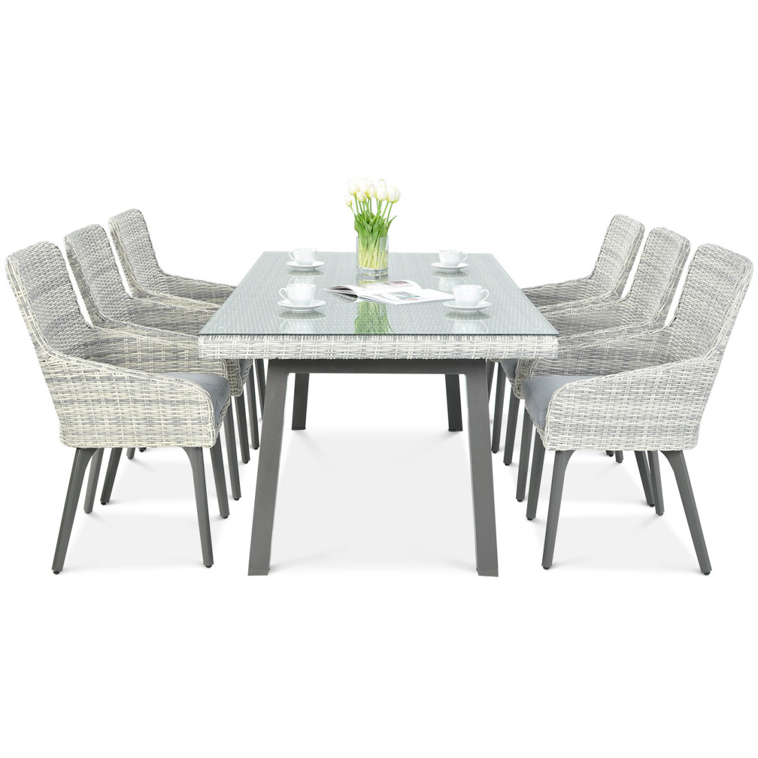 Zestaw ogrodowy technorattanowy MILANO 6200 White Grey