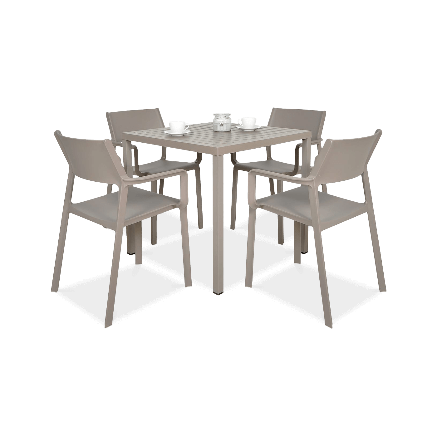 brązowy zestaw krzeseł i stołu do ogrodu