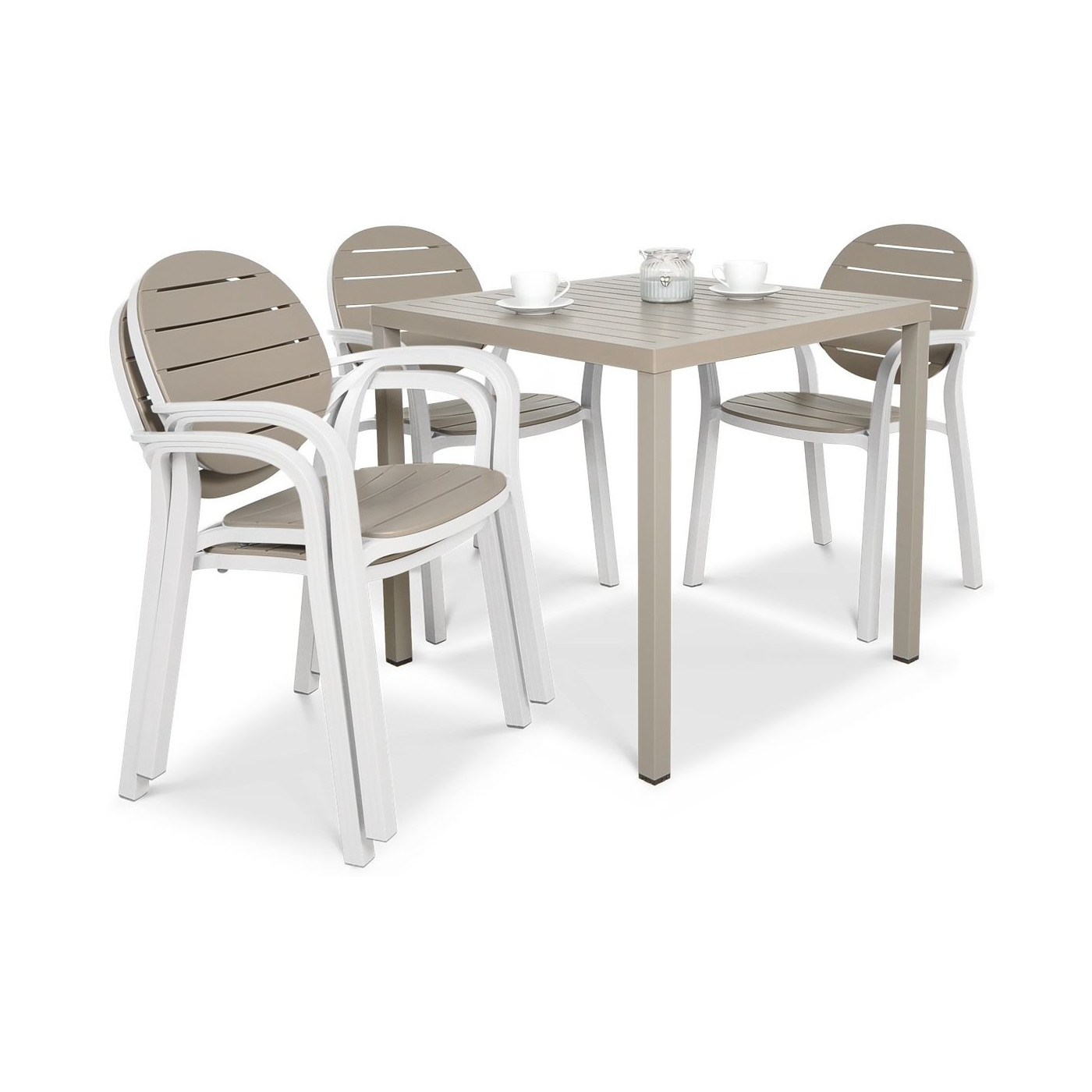 PALMA/CUBE 80 4+1 SET WHITE TORTORA/TORTORA