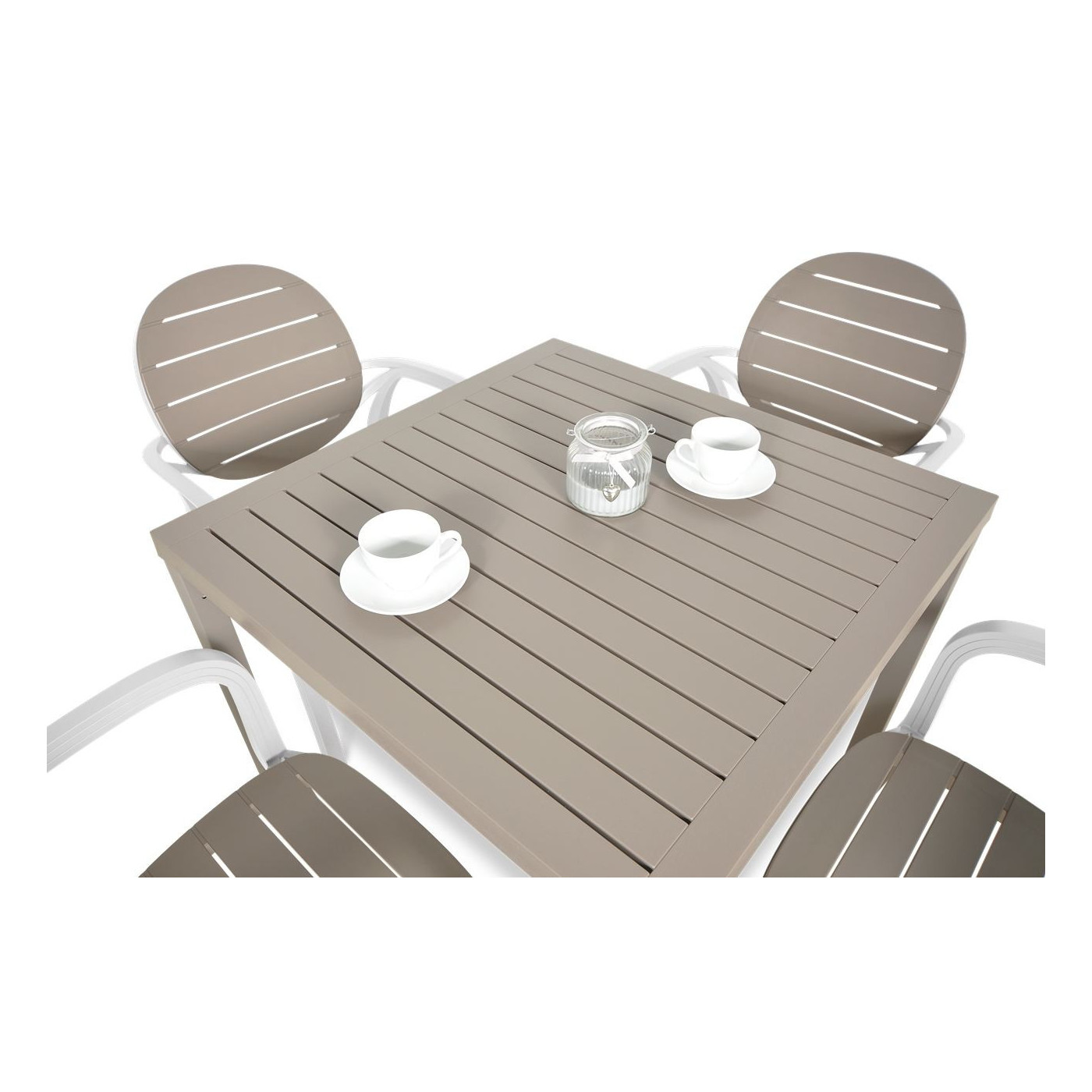 PALMA/CUBE 80 4+1 SET WHITE TORTORA/TORTORA