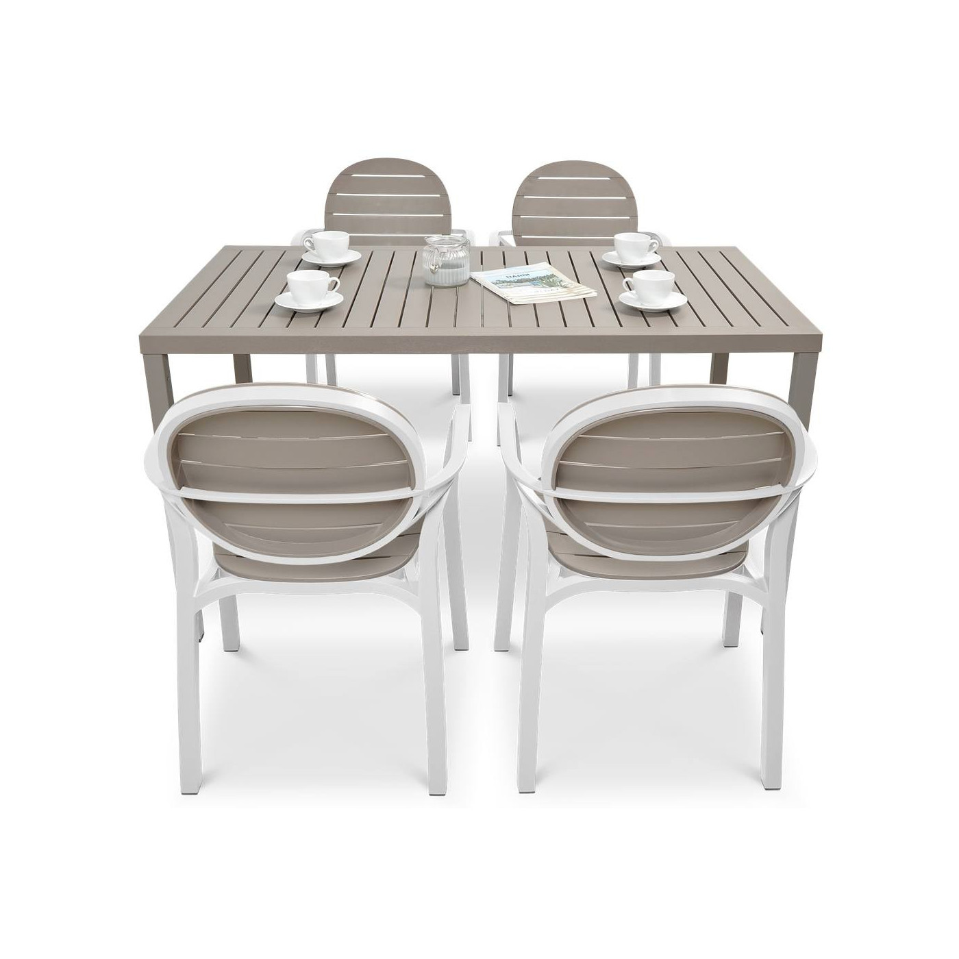 PALMA/CUBE 140 4+1 SET WHITE TORTORA/TORTORA