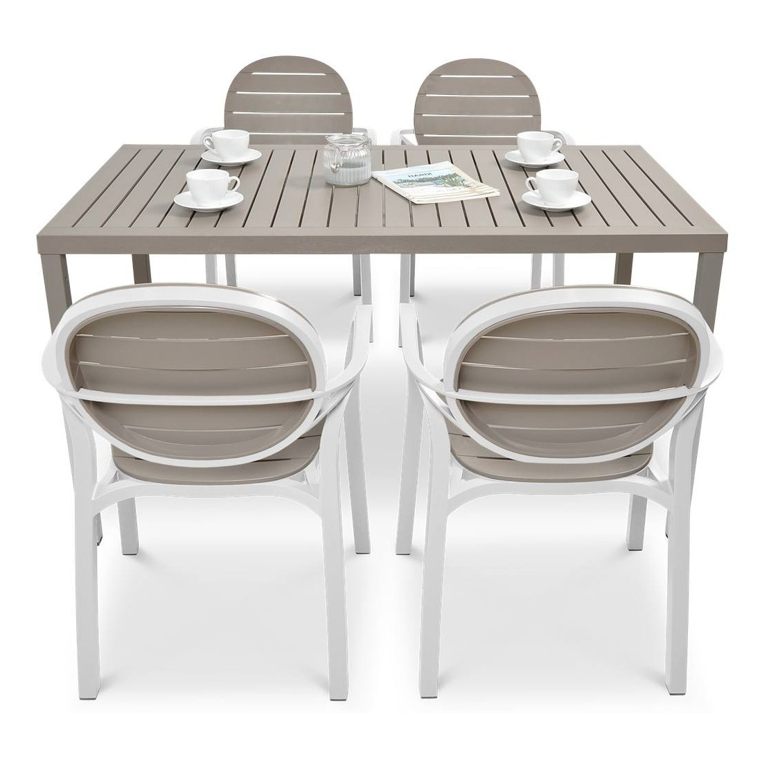 PALMA/CUBE 140 4+1 SET WHITE TORTORA/TORTORA