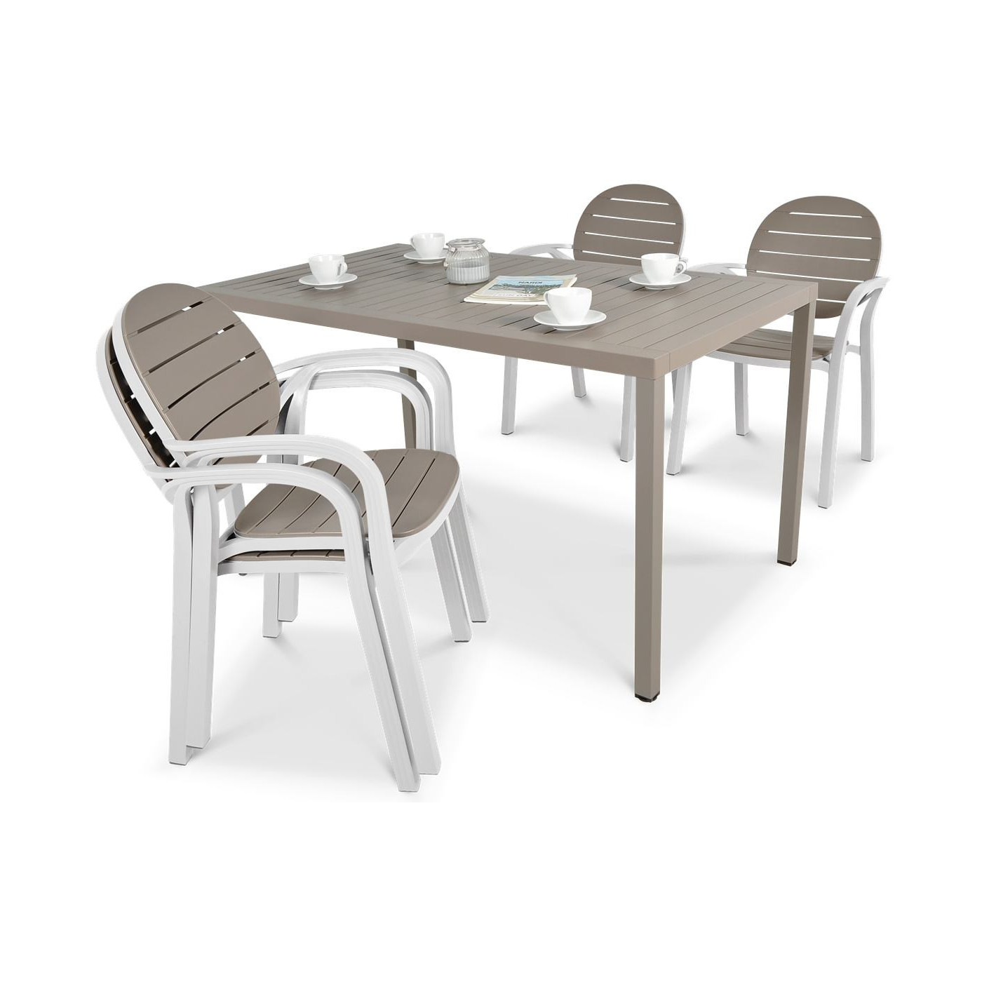 PALMA/CUBE 140 4+1 SET WHITE TORTORA/TORTORA