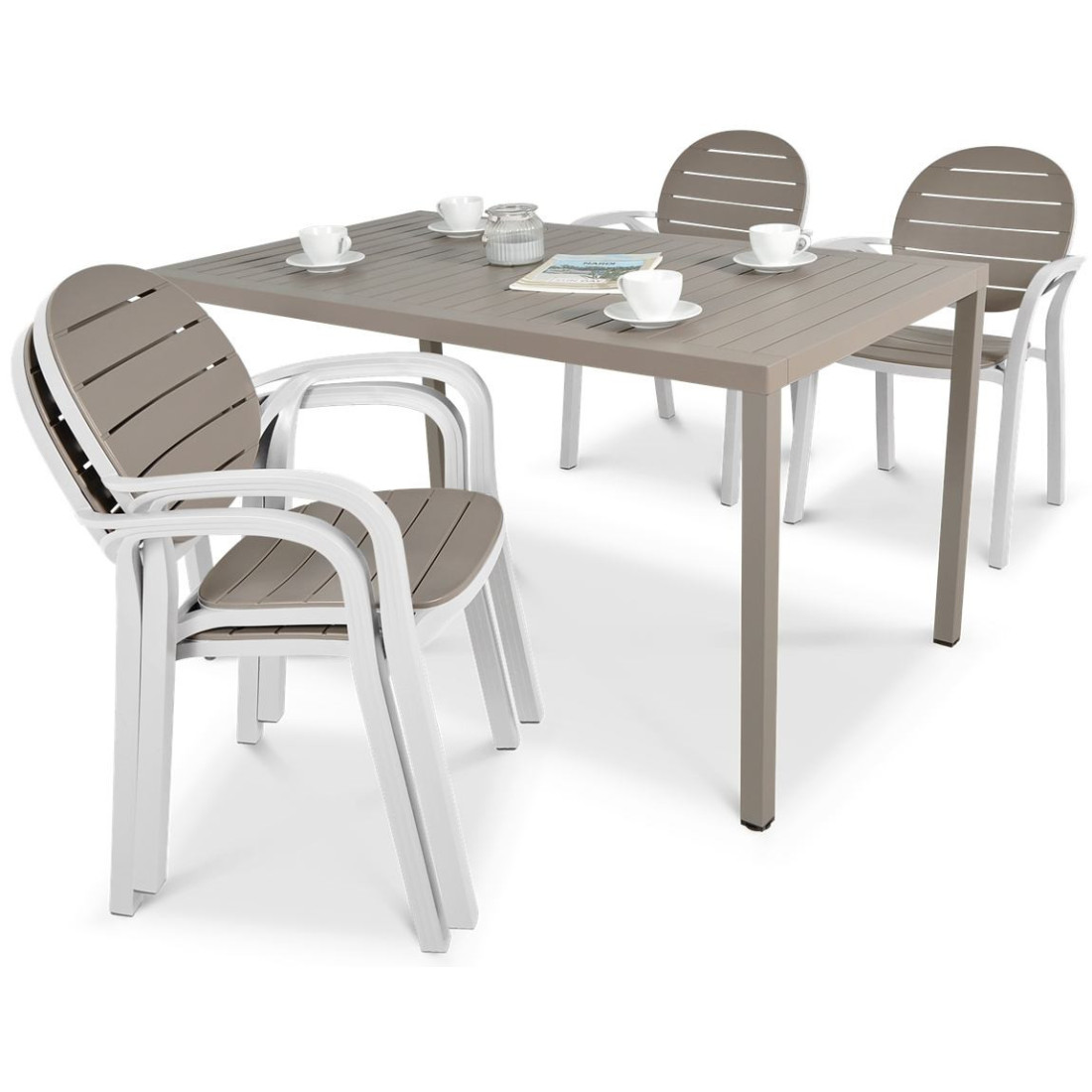 PALMA/CUBE 140 4+1 SET WHITE TORTORA/TORTORA