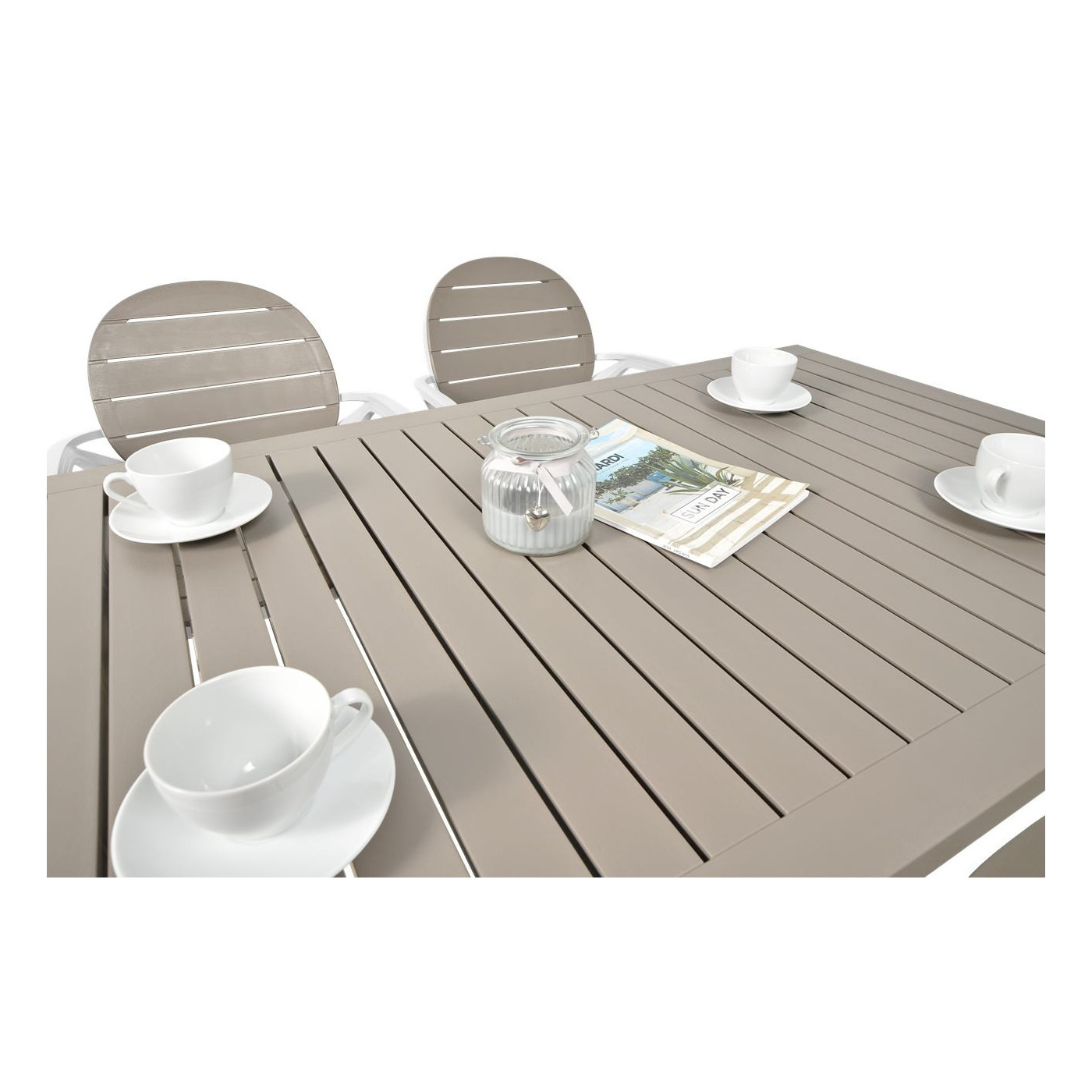 PALMA/CUBE 140 4+1 SET WHITE TORTORA/TORTORA