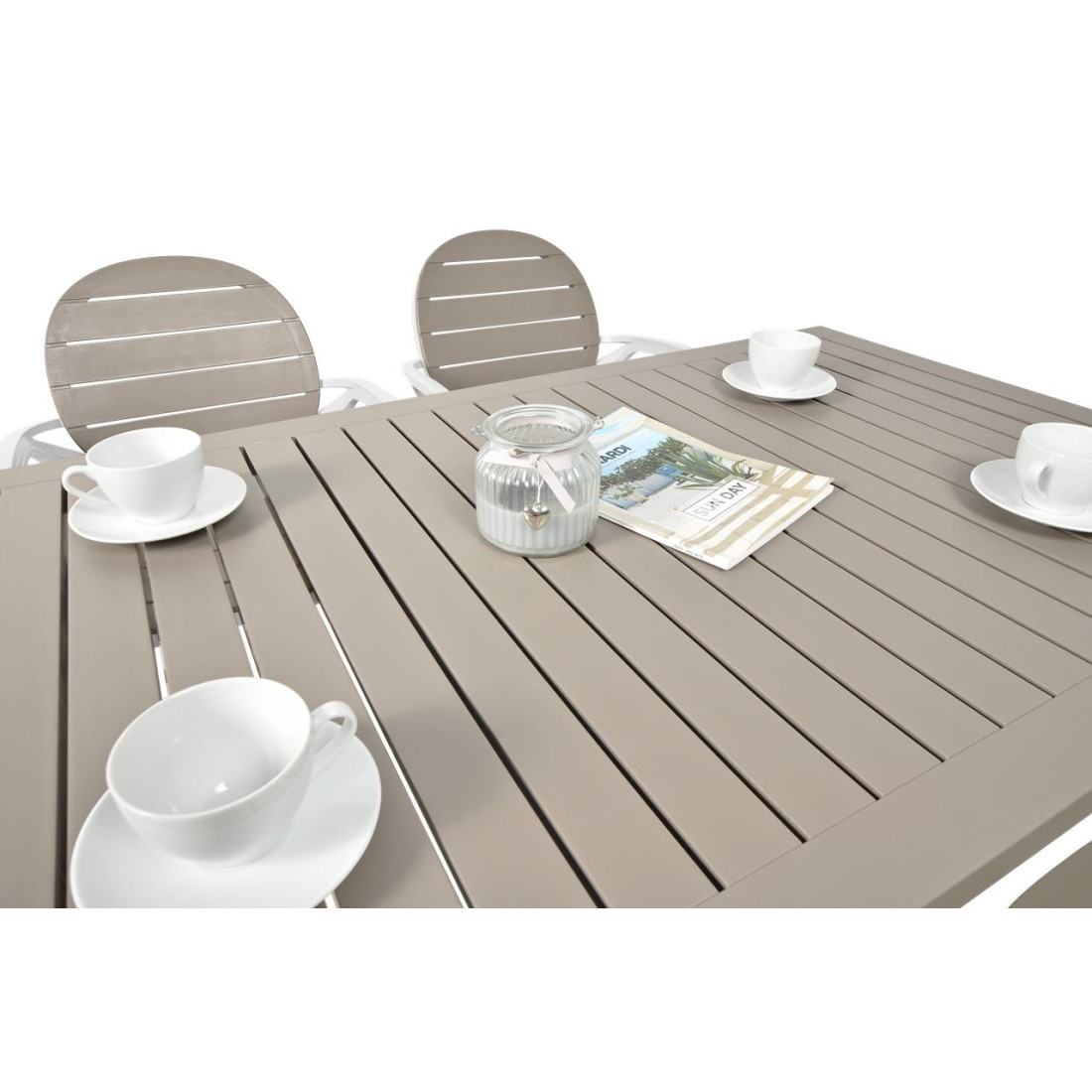 PALMA/CUBE 140 4+1 SET WHITE TORTORA/TORTORA