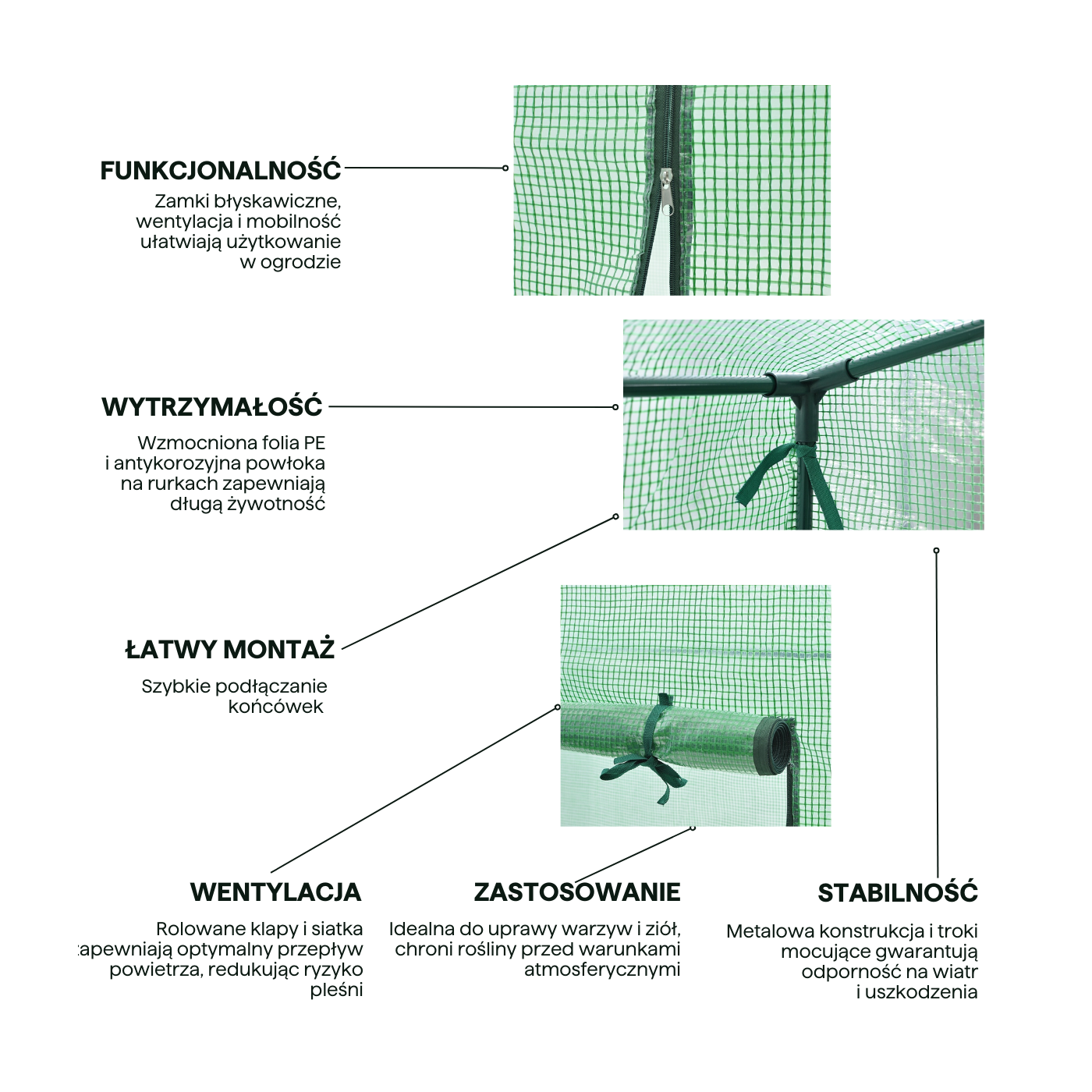 Aranżacja szklarni foliowej na pomidory 200x77 cm kolor zielony Cultivo 