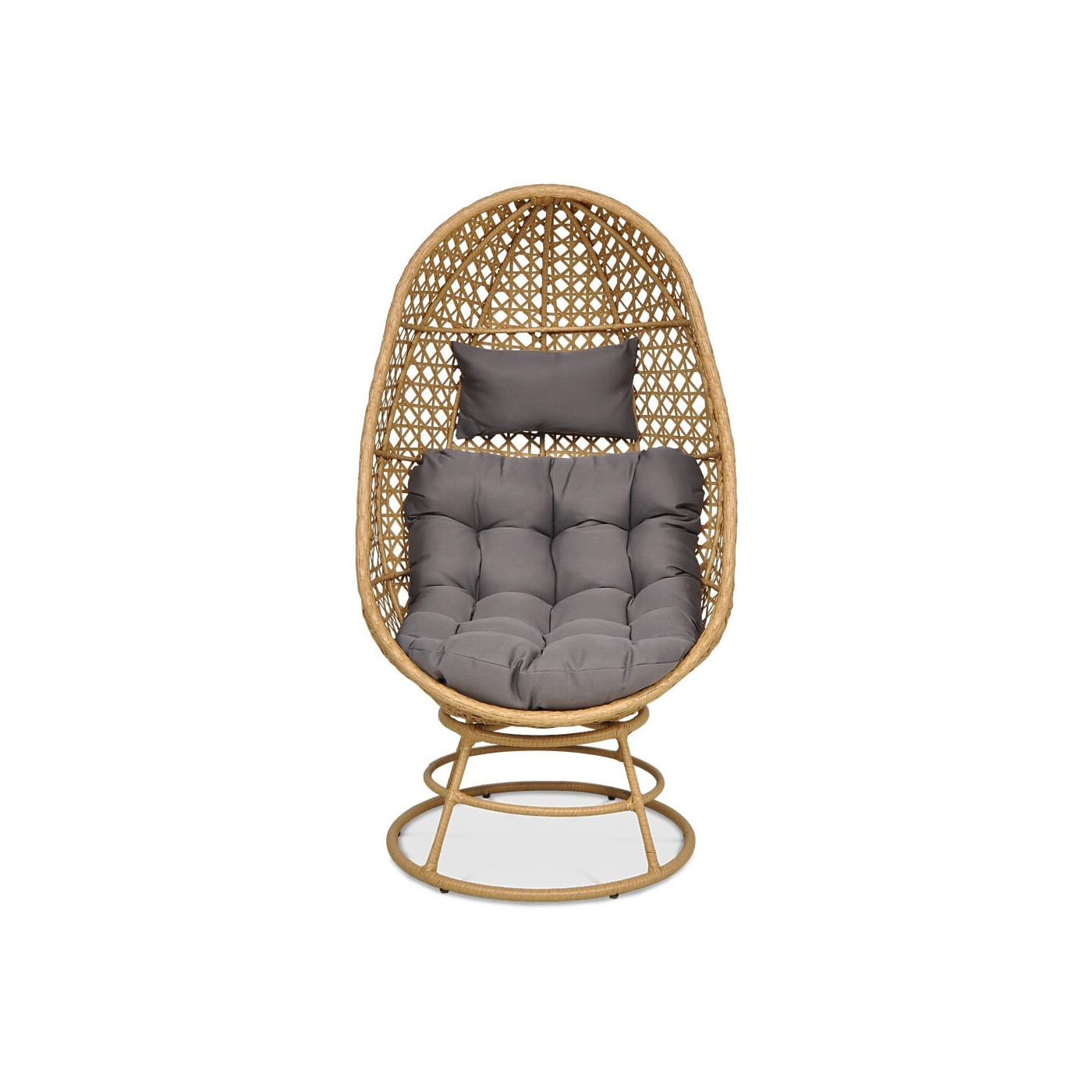 Przód wygodnego fotela w kolorze beżowym na taras lub na ogród