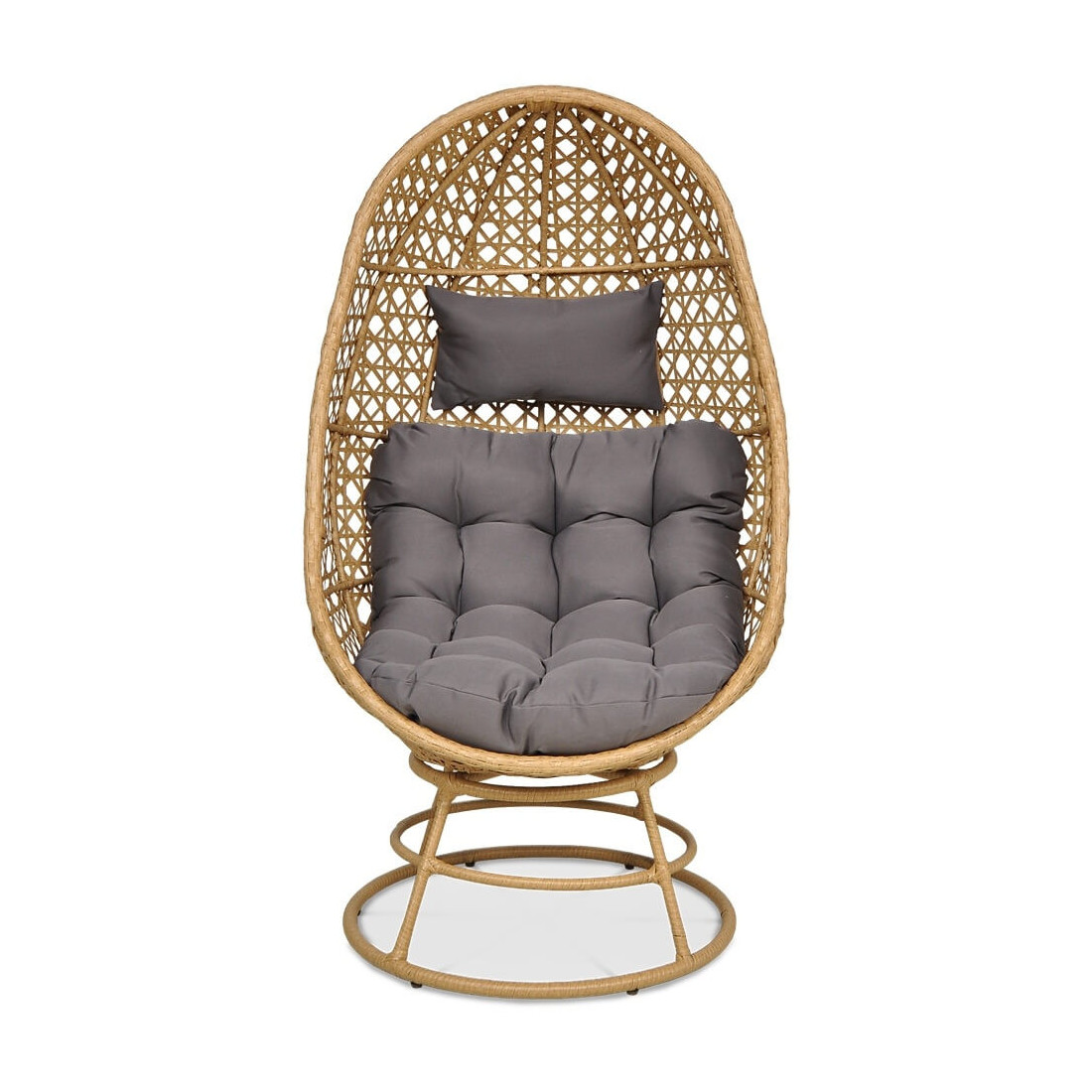 Przód wygodnego fotela w kolorze beżowym na taras lub na ogród