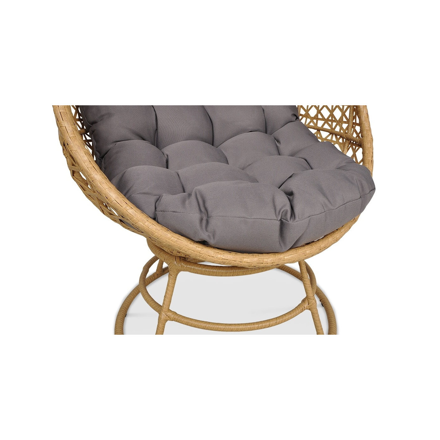 Widok na szare poduszki fotela obrotowego Holiday Beige