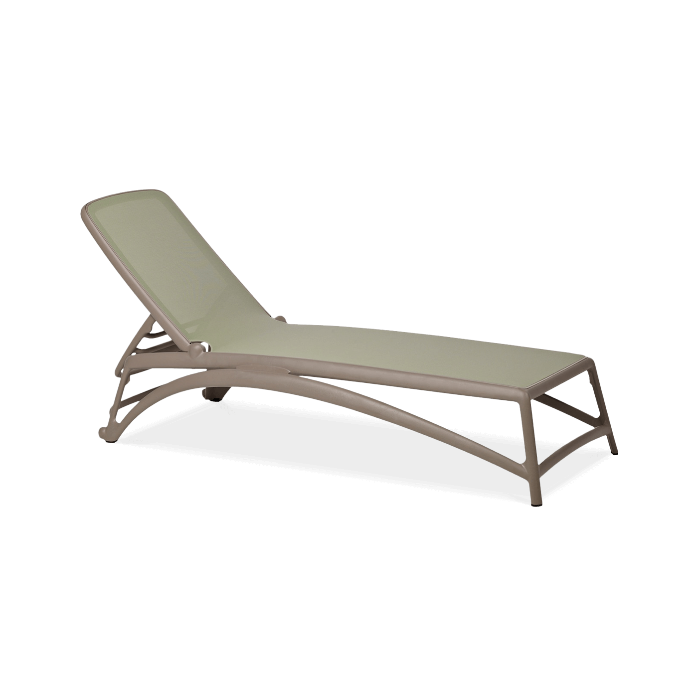 leżak brązowo zielony z regulowanym oparciem