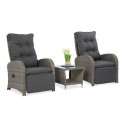 Zestaw dwóch regulowanych foteli i stolika alicante duo w kolorze szarym