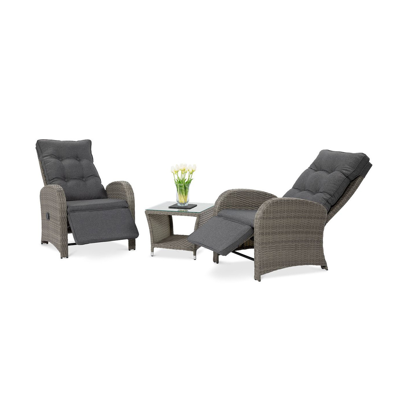 Fotele alicante duo z rozłożonym podnóżkiem i oparciem