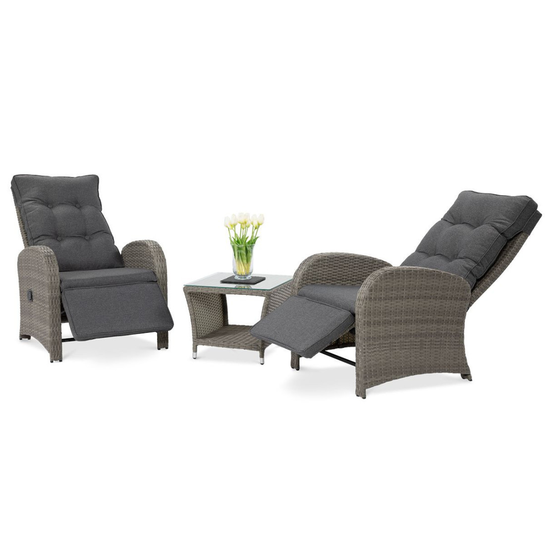 Fotele alicante duo z rozłożonym podnóżkiem i oparciem