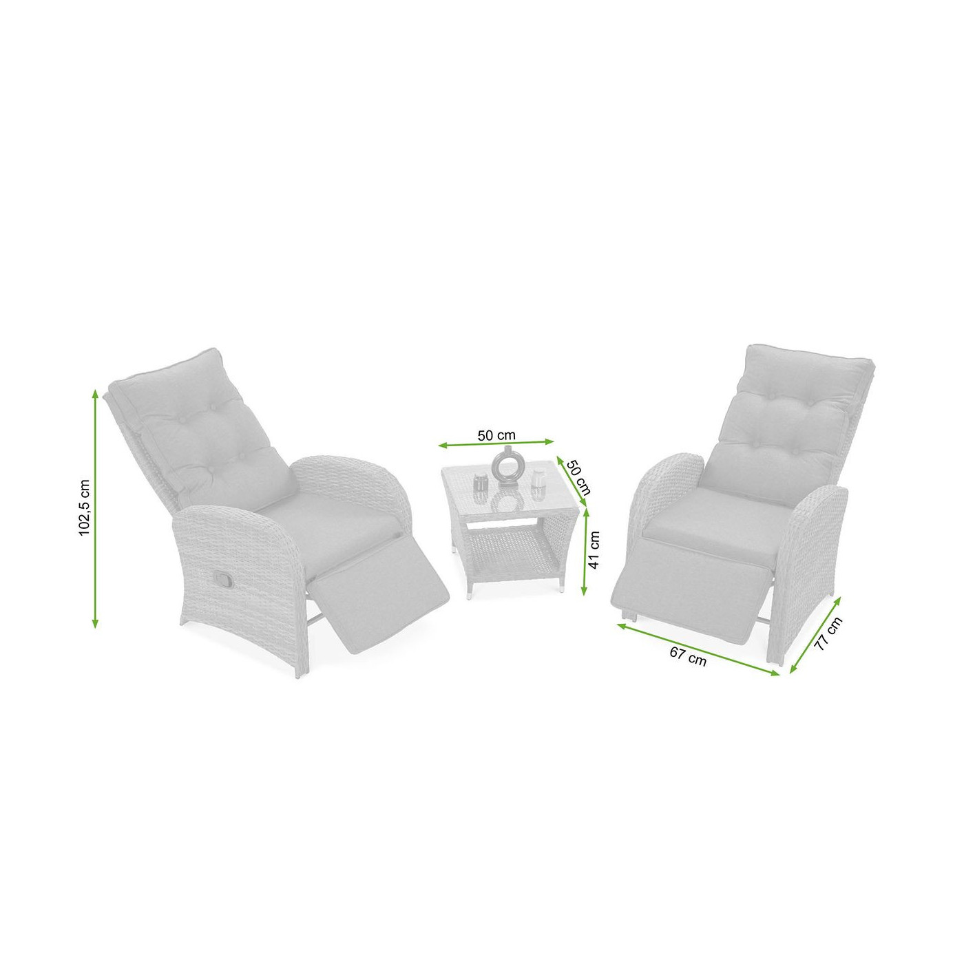 Rysunek z wymiarami zestawu alicante