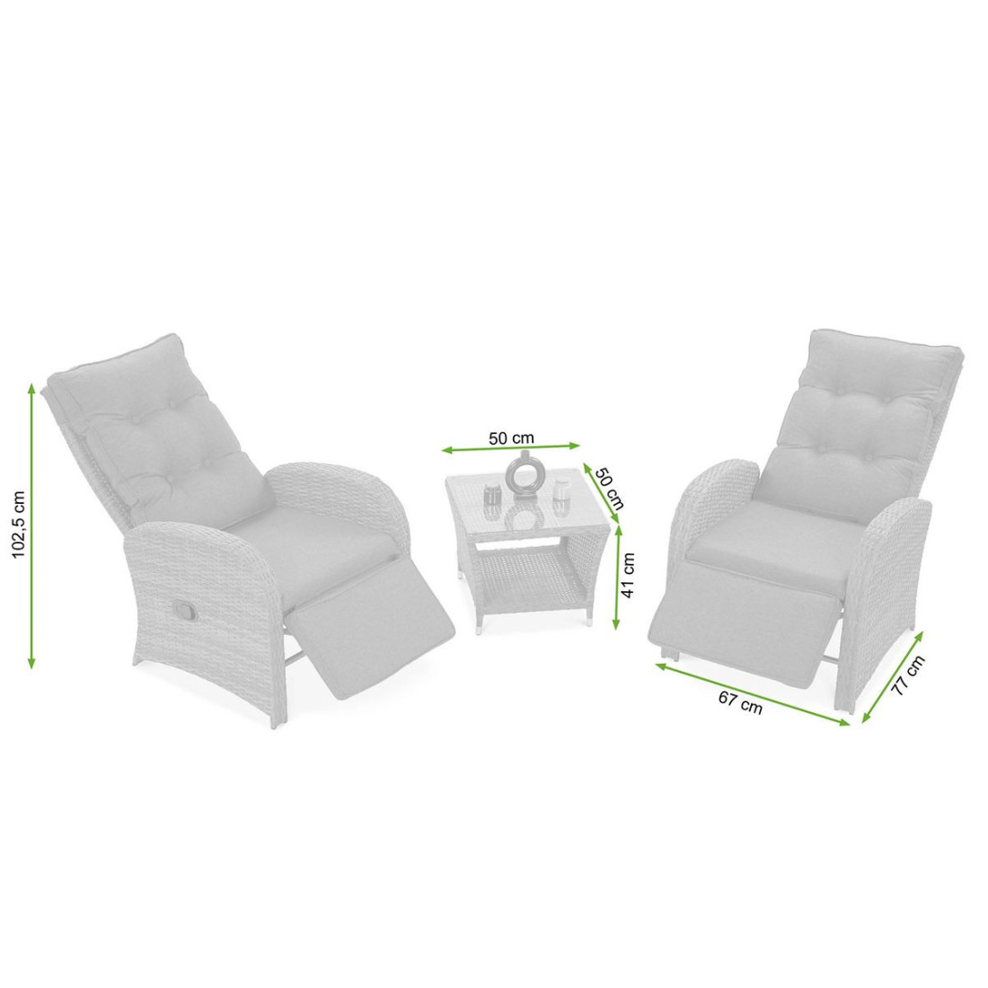 Rysunek z wymiarami zestawu alicante