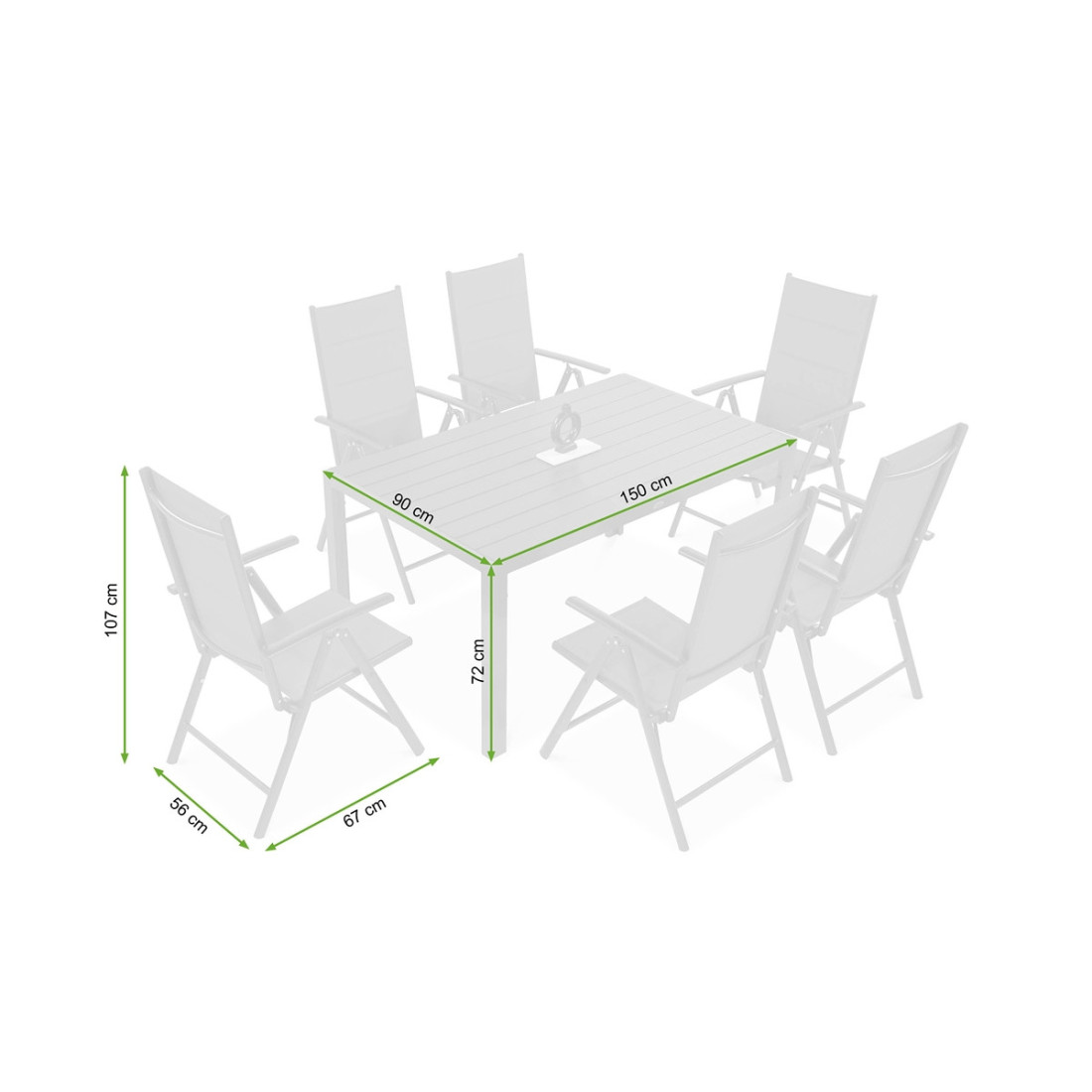 rysunek z naniesionymi wymiarami na zestaw sydney