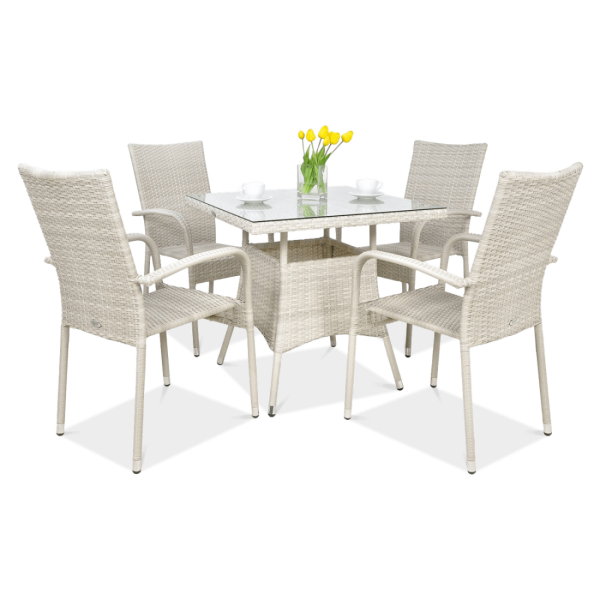 Zestaw ogrodowy technorattan FIESTA/LUGO 4+1 White
