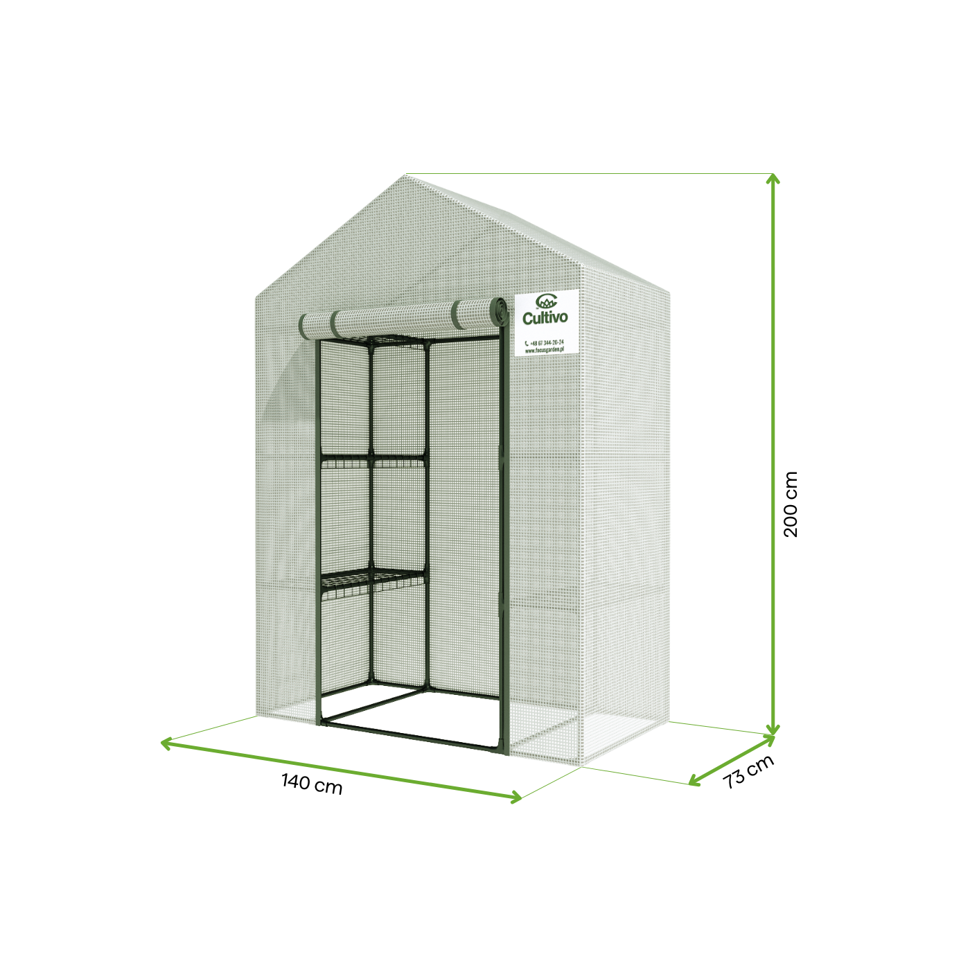 Wymiary szklarni ogrodowej regał 4 półki 140x73 biała 