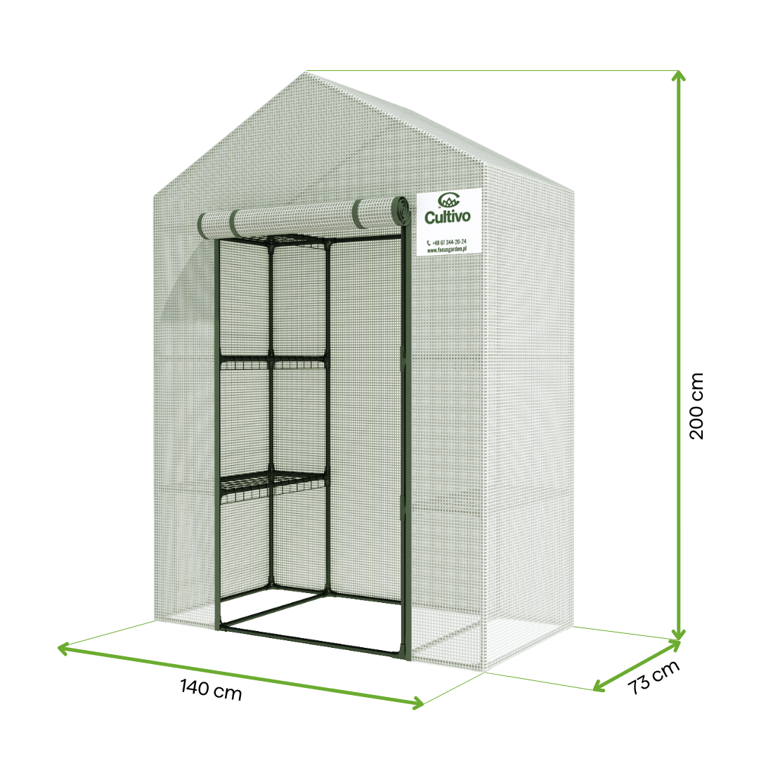 Wymiary szklarni ogrodowej regał 4 półki 140x73 biała 