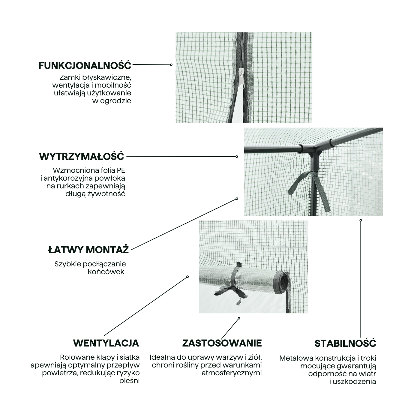 Aranżacja szklarnia tunel foliowy regał 8 półek 140x140 cm od Cultivo