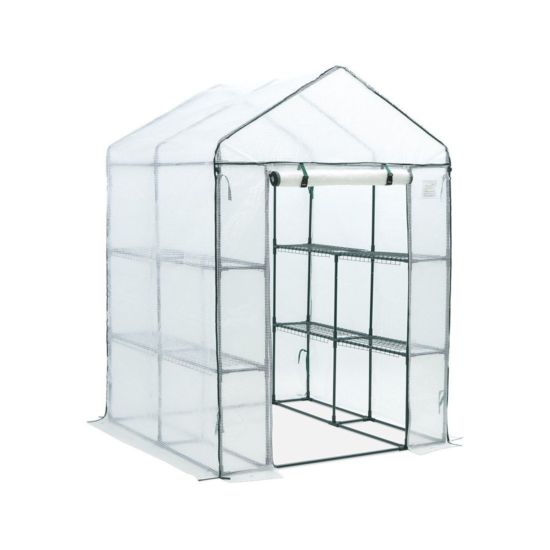 zbliżenie na półki szklarnia tunel foliowy regał 8 półek 140x140 cm od Cultivo