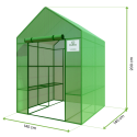 Wymiary szklarni tunelu foliowego regał 8 półek 140x140 cm kolor zielony