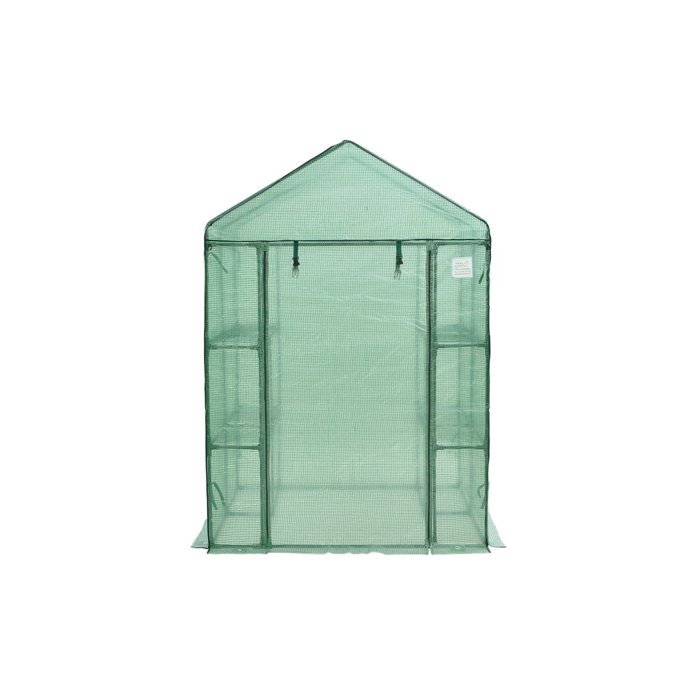 Szklarnia tunel foliowy 8 półek 140x140 cm kolor zielony od Cultivo widok na tył