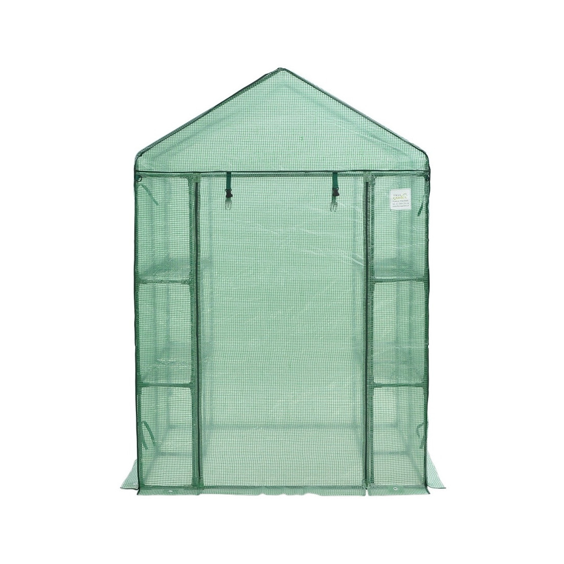 Szklarnia tunel foliowy 8 półek 140x140 cm kolor zielony od Cultivo widok na tył