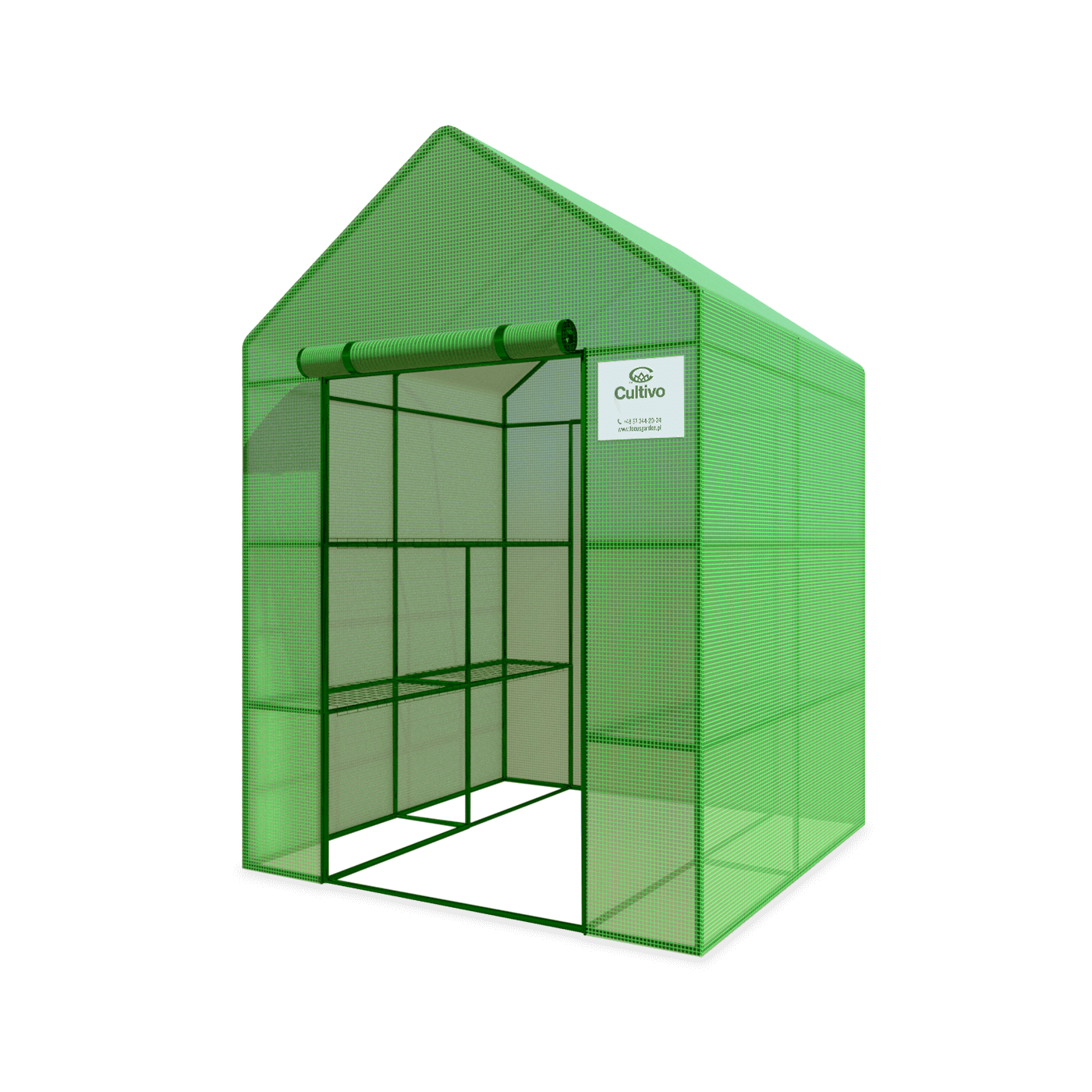 Szklarnia tunel foliowy 8 półek 140x140 cm kolor zielony od Cultivo widok boczny 