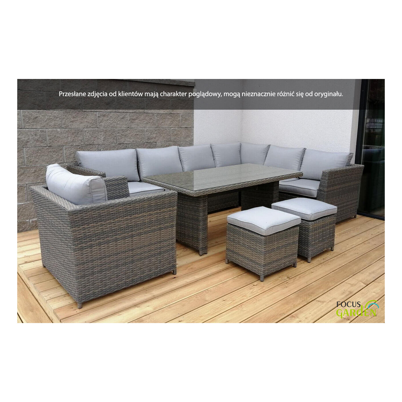 Narożnik ogrodowy z technorattanu MONIZ DINING PLUS, kolor dark grey