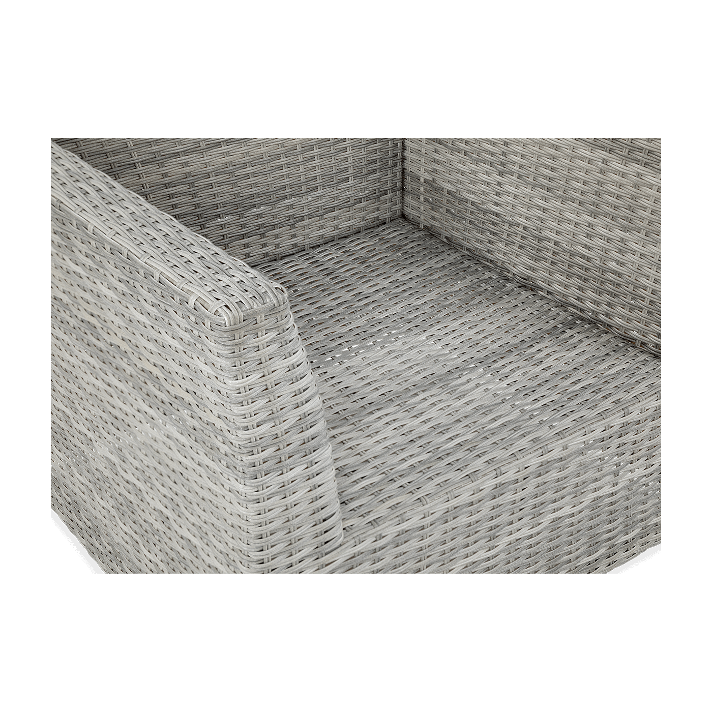 Zbliżenie na materiał technorattan fotela MONIZ DINING PLUS Stone Grey