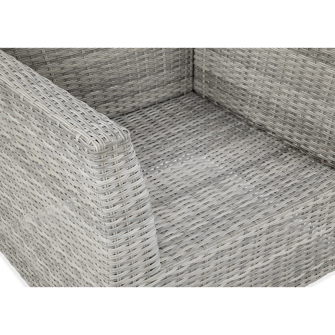 Zbliżenie na materiał technorattan fotela MONIZ DINING PLUS Stone Grey