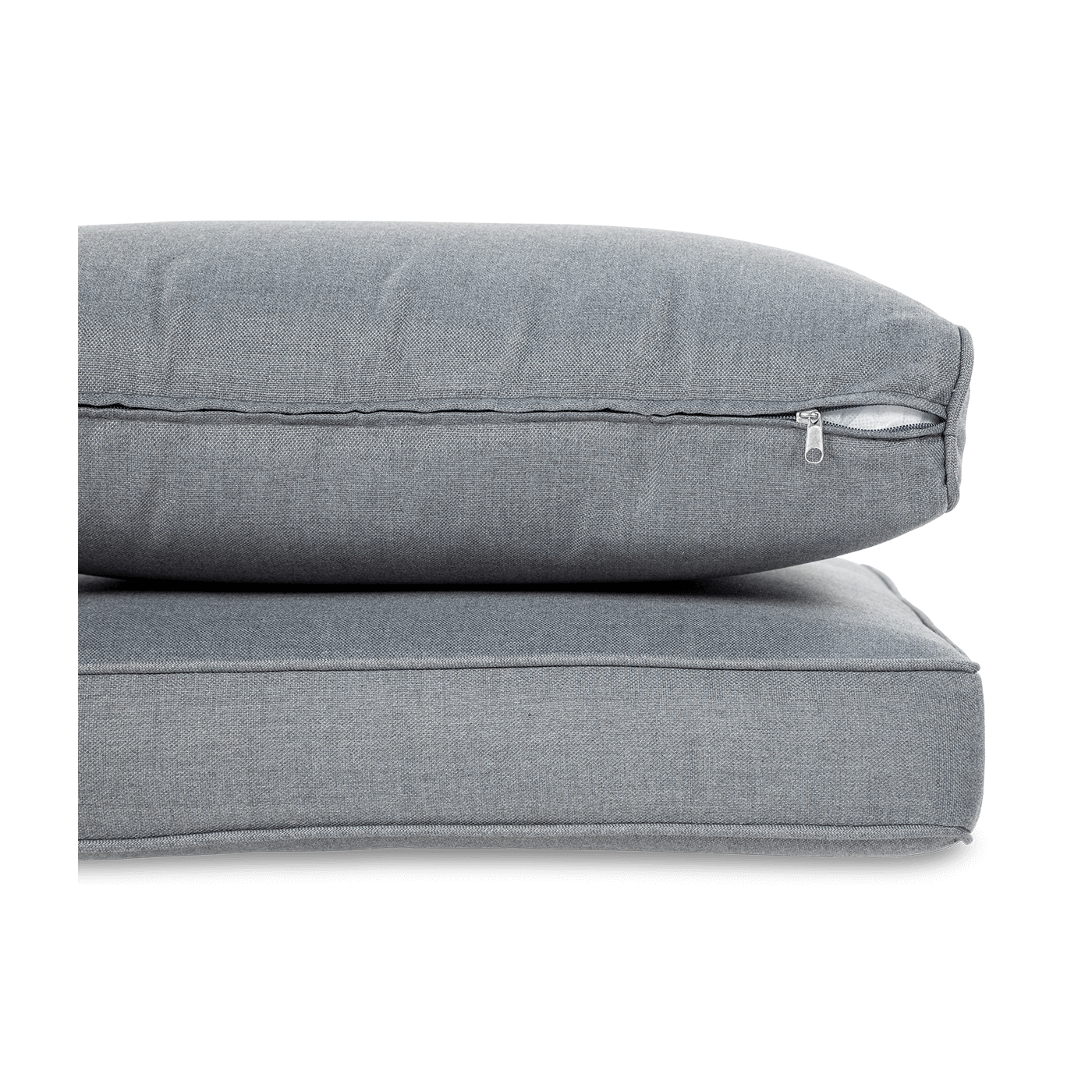 Widok na detal - materiał poduszek z kompletu mebli MONIZ DINING PLUS Stone Grey