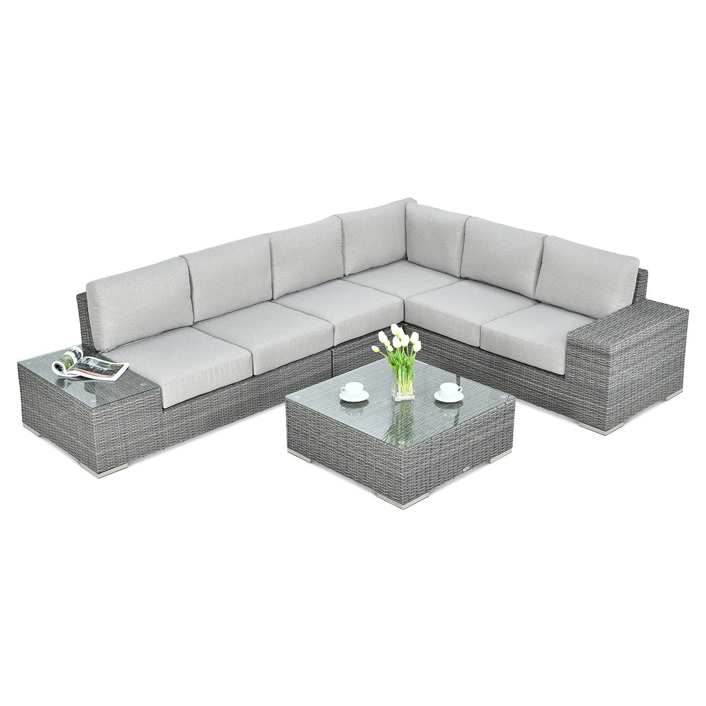 Naroznik technorattan Avocado Dark Grey