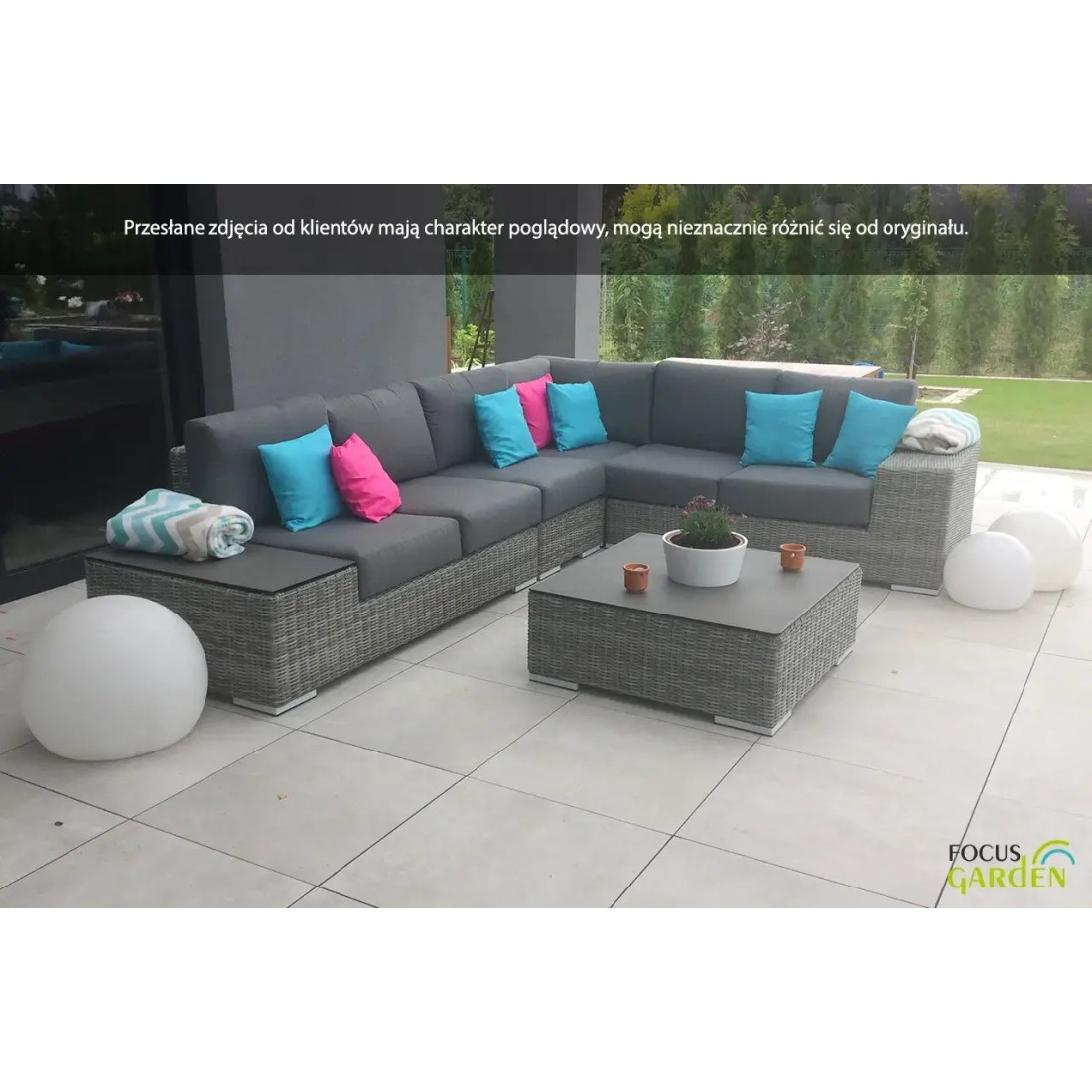 Naroznik technorattan Avocado Dark Grey