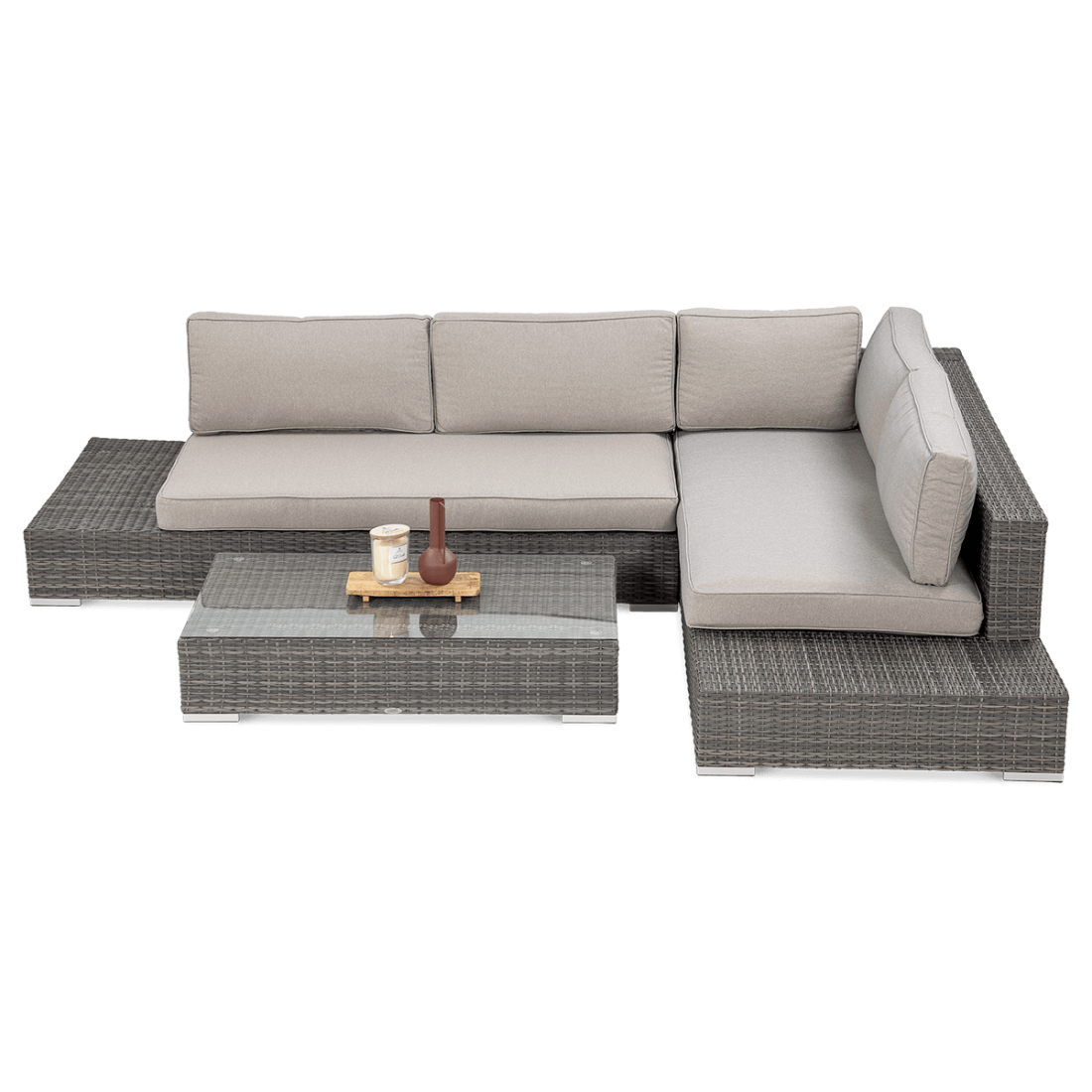 Narożnik składający się z dwóch modułów oraz stolik kawowy