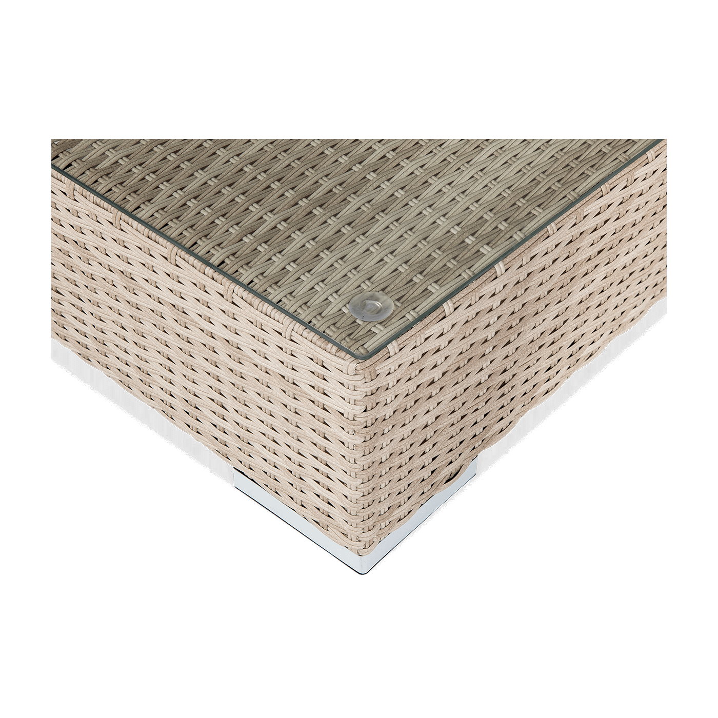 Detale stołu z zestawu narożnika z technorattanu verona beige