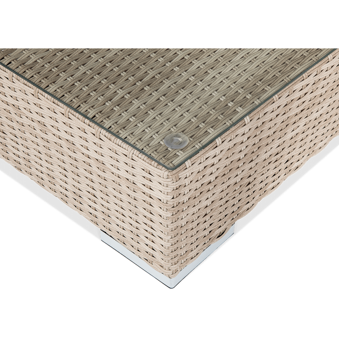 Detale stołu z zestawu narożnika z technorattanu verona beige