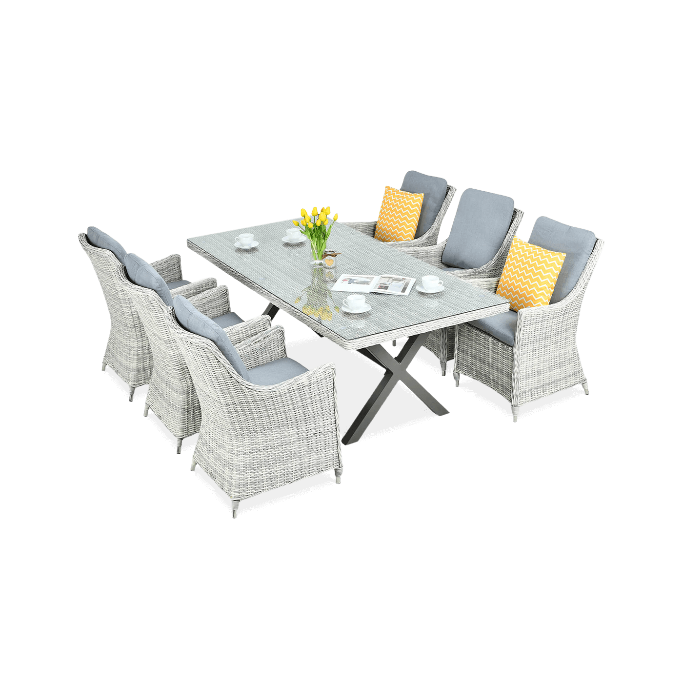 Zestaw mebli ogrodowych z technorattanu Napoli 6200 White Grey