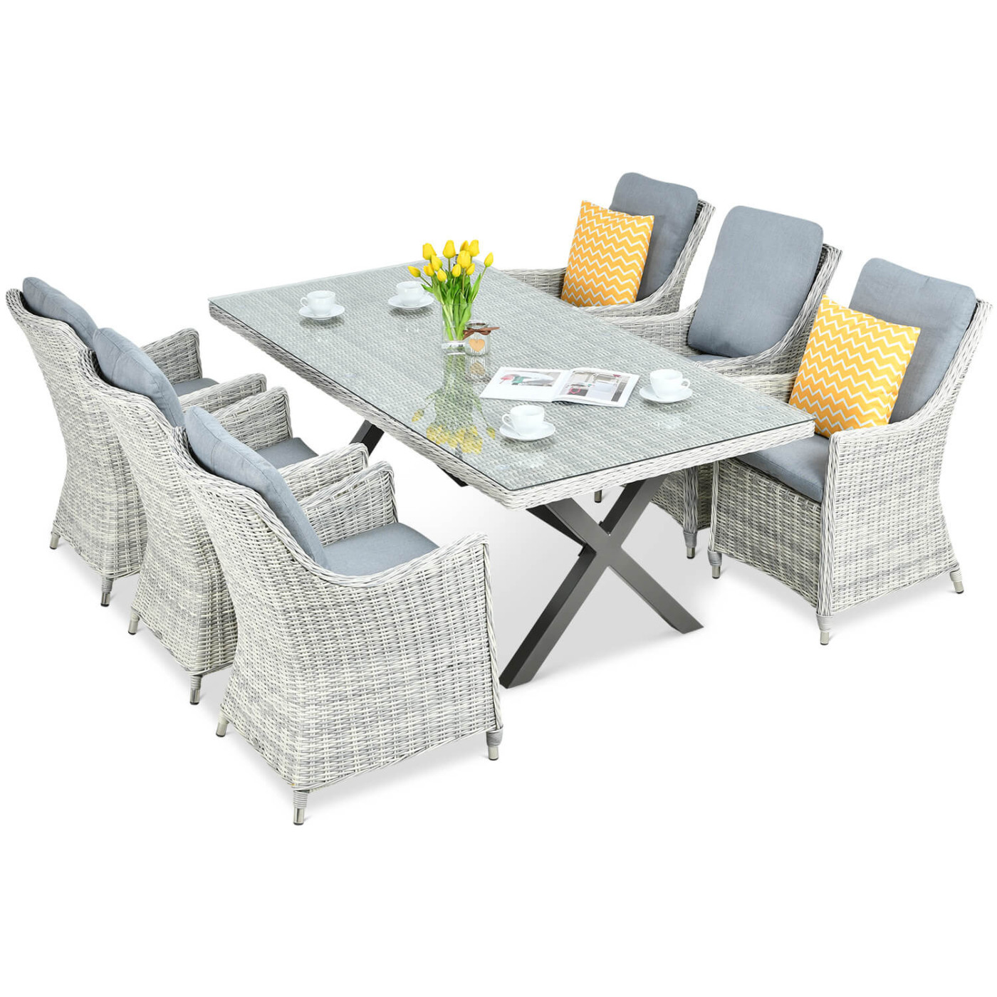 Zestaw mebli ogrodowych z technorattanu Napoli 6200 White Grey