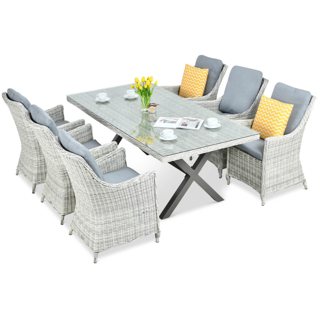 Zestaw mebli ogrodowych z technorattanu Napoli 6200 White Grey