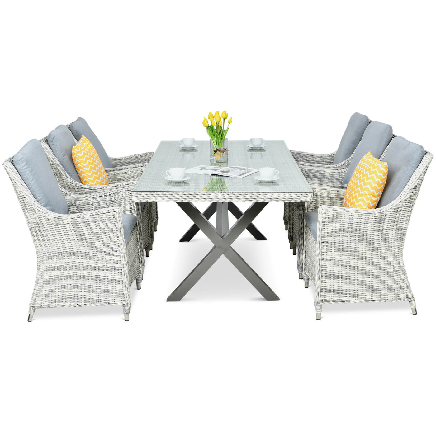 Zestaw mebli ogrodowych z technorattanu Napoli 6200 White Grey