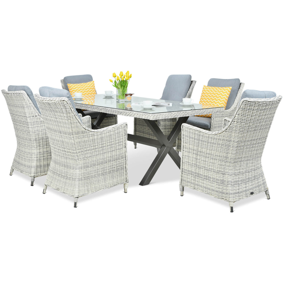 Zestaw mebli ogrodowych z technorattanu Napoli 6200 White Grey